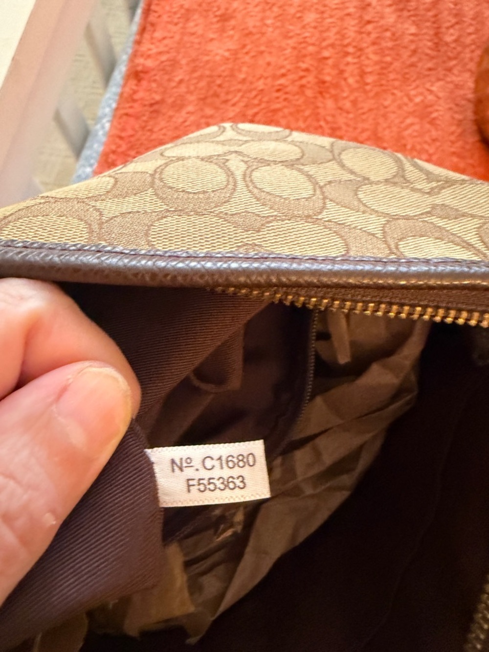 Coach Beige Signature Canvas Crossbody with Brown Trim - Picture 9 of 16